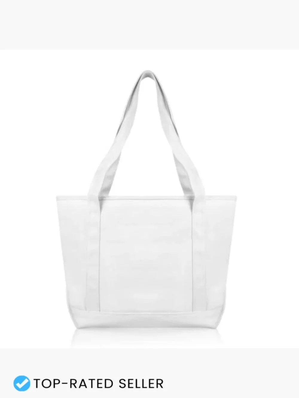 Premium Cotton Canvas Tote Bag Large Shoulder Zip Top Sturdy